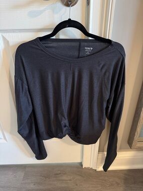 Old Navy Black Long-Sleeve Knot Hem Women's Top